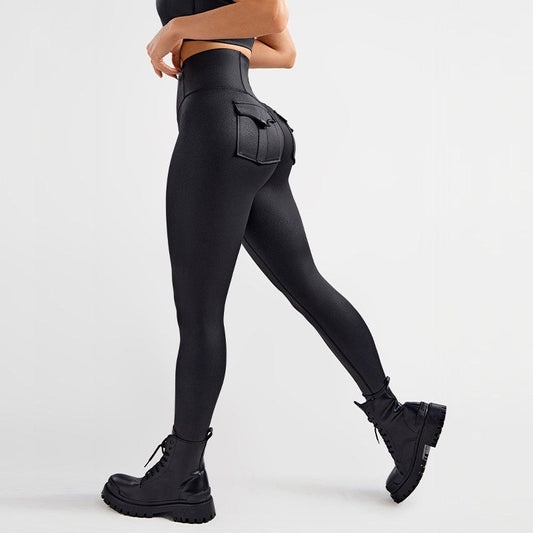 Six-Pack Abs Workout Fitness Cargo Outdoor Running Tights For Women High-Waist Slimming Yoga Pants