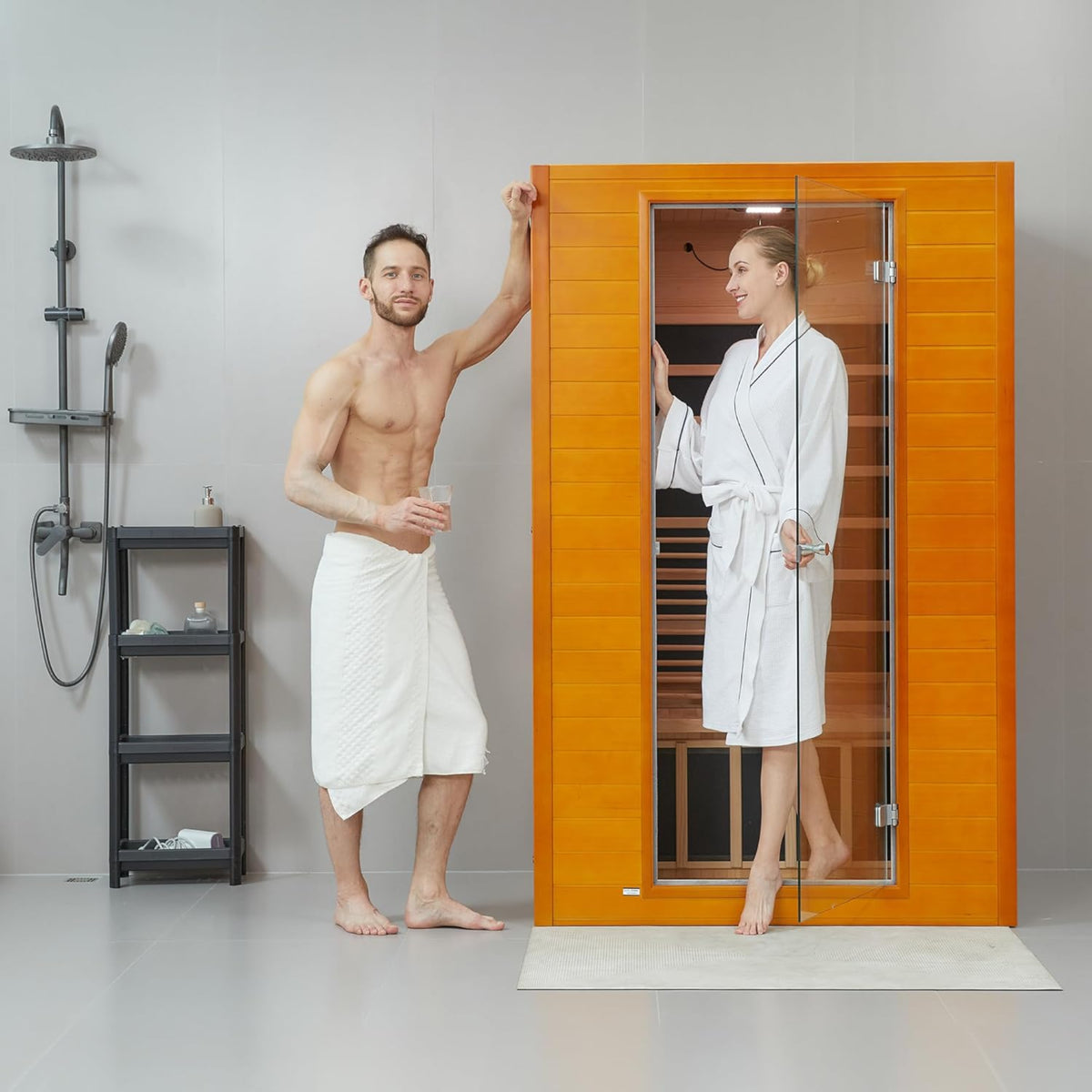 Infrared Sauna for Home, near Zero EMF Home Saunas for up to 2 Person, Indoor Dry Heat Sauna Room with Infrared Red Light Therapy, Bluetooth Speakers, Canadian Hemlock Wood — product view 3