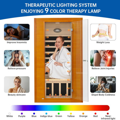Infrared Sauna for Home, near Zero EMF Home Saunas for up to 2 Person, Indoor Dry Heat Sauna Room with Infrared Red Light Therapy, Bluetooth Speakers, Canadian Hemlock Wood — product view 4