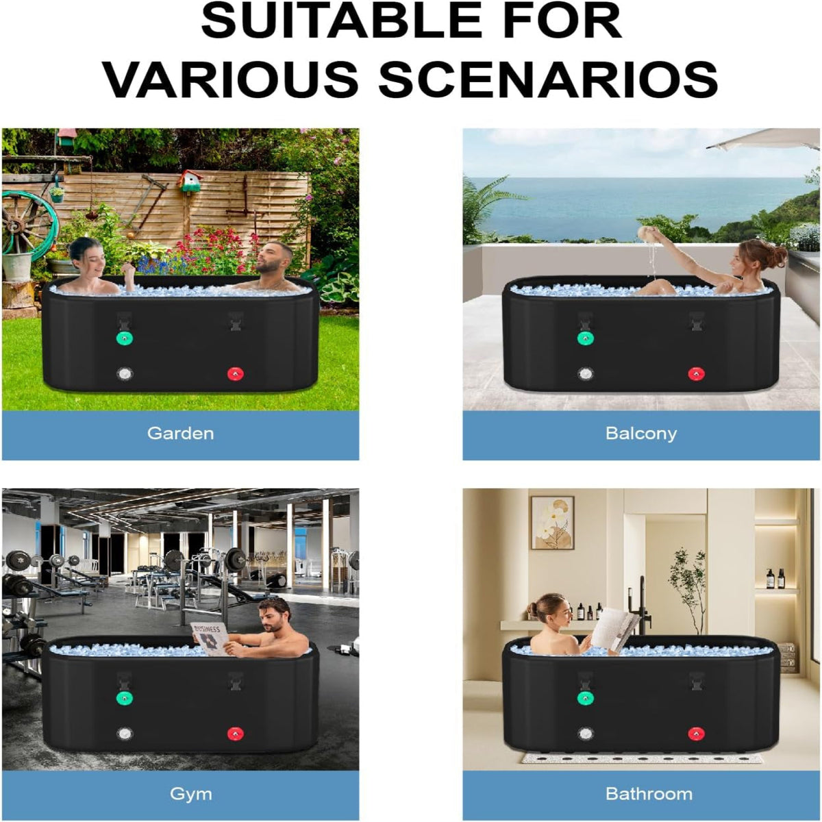 XXL Drop Stitch Ice Bath Tub for Recovery 216 Gal, Compatible with Water Chillers, Cold Plunge Tub with Insulated Lid, Multi-Layer Portable Bathtub for Cold Water Therapy(59In*32.2In*27In) — product view 7