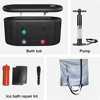 XXL Drop Stitch Ice Bath Tub for Recovery 216 Gal, Compatible with Water Chillers, Cold Plunge Tub with Insulated Lid, Multi-Layer Portable Bathtub for Cold Water Therapy(59In*32.2In*27In) — product view 8